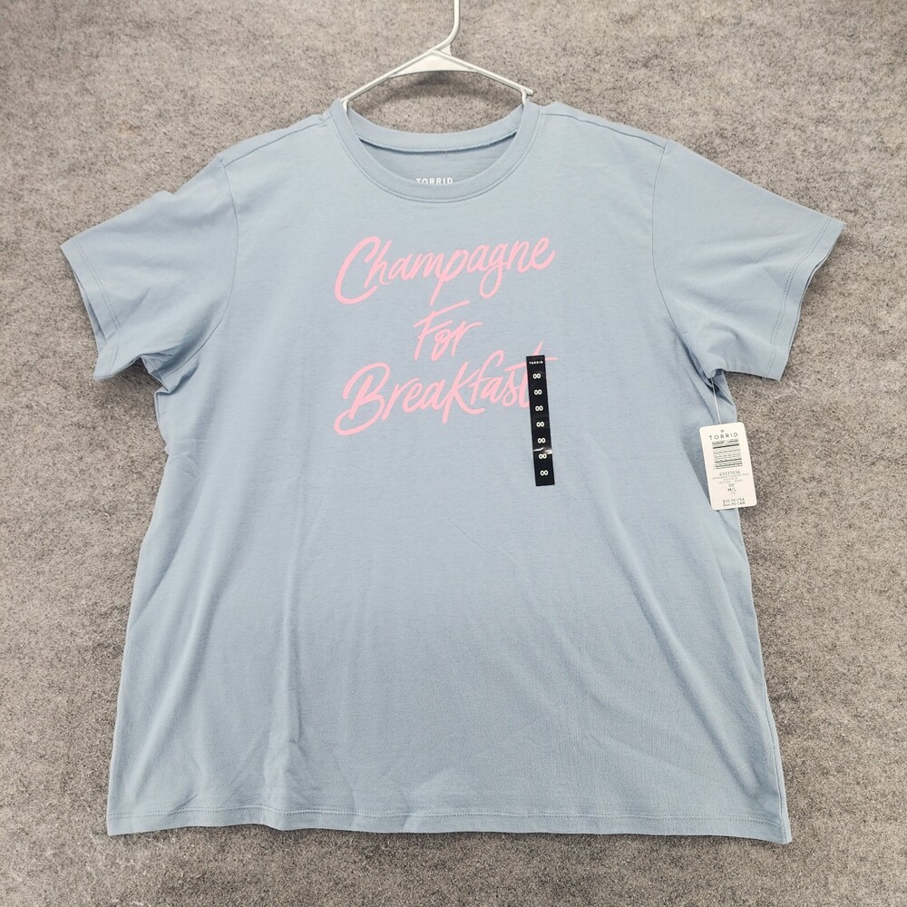 Torrid Shirt Womens 00 US Medium Boyfriend Fit Short Sleeve Blue